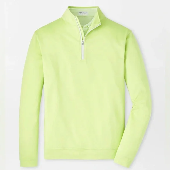 Peter Millar Spritzer Green Perth Melange Performance Quarter-Zip MF24EK40B Lime - Picture 1 of 5